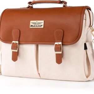 Stylish 15.6" Canvas Tote Bag for Women – Three-Way Carry & 17 Compartments